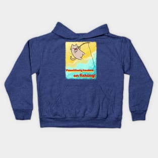 Pawsitively Hooked on Fishing - Beach Cat Adventure Kids Hoodie